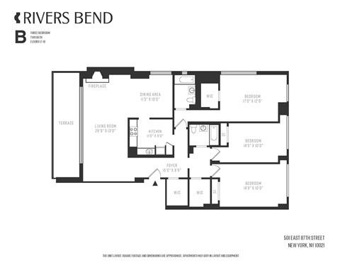 Floor plan for 3 beds, 2 baths